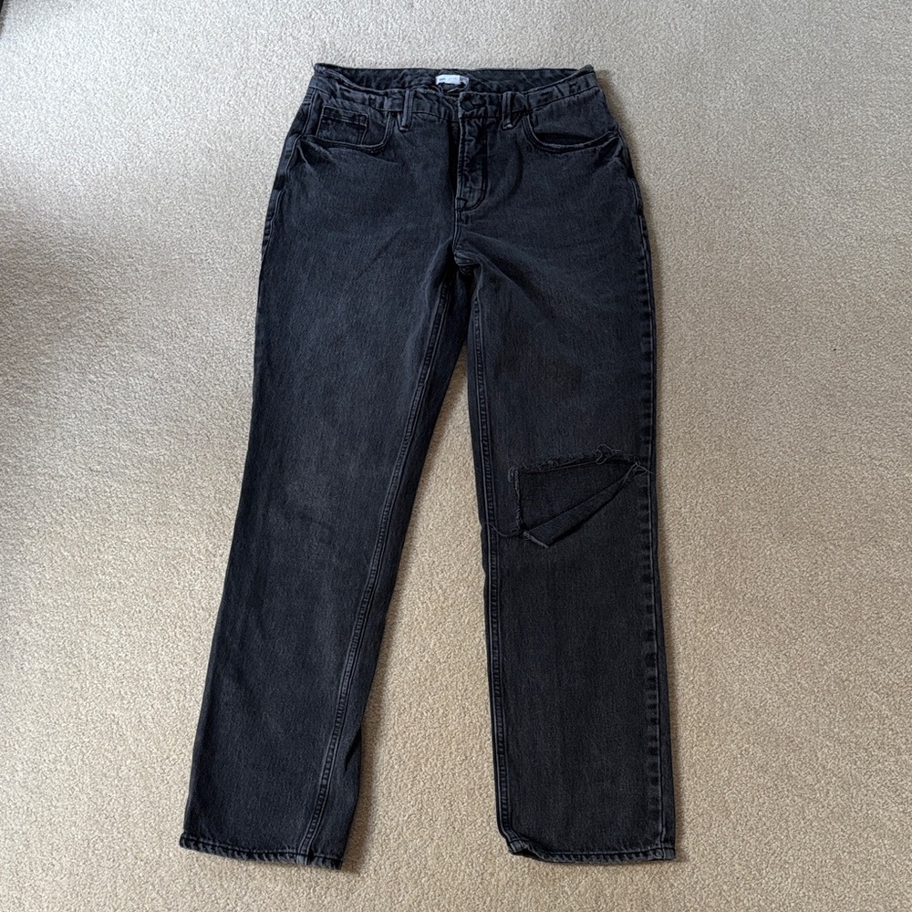 Good American high rise ripped knee jeans